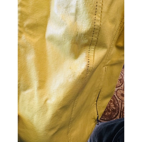 Sunny Yellow 100% Leather Moto Jacket Full Zip Jessica London Womens 16/16W XL - Picture 10 of 11
